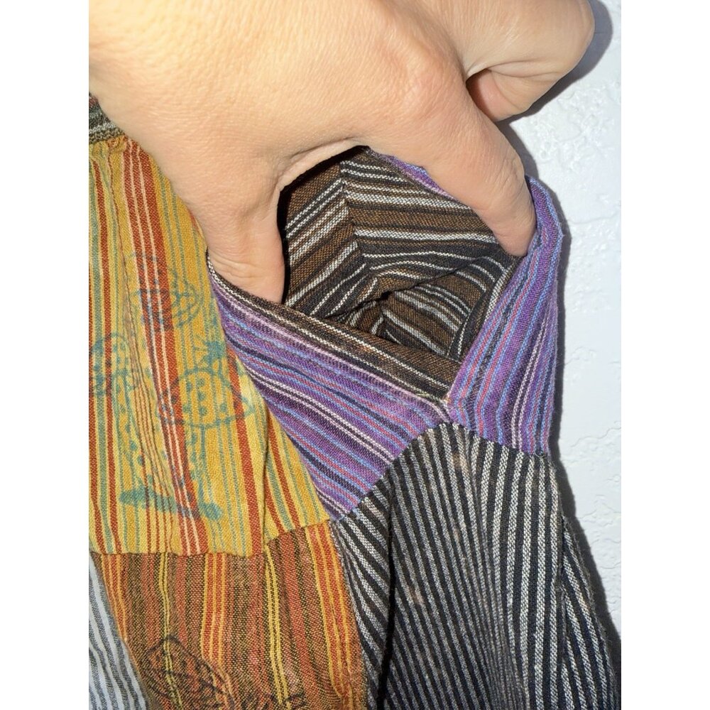 Rising International Patchwork Cotton Pants Medium Boho Hippie Mushroom R - Picture 4 of 10